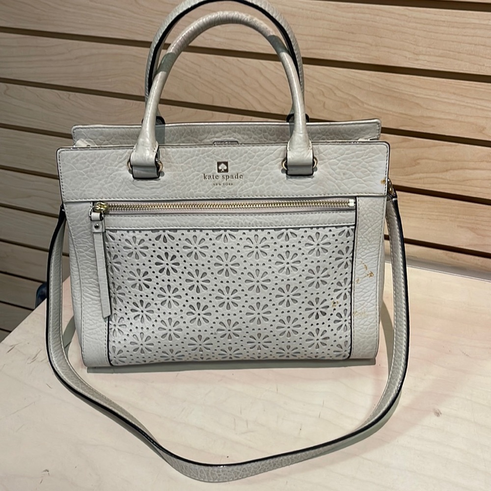 Women’s Kate Spade Cream Lattice Leather Satchel Bag